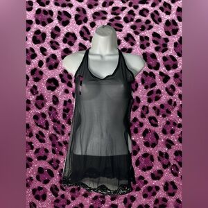 Vintage Victoria’s Secret Black Mesh Sparkle Slip Dress